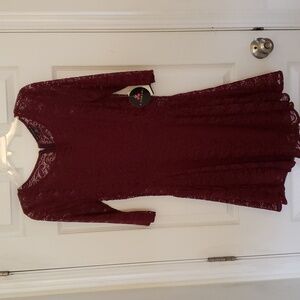 NEW Burgundy Colored Lace Dress, size M